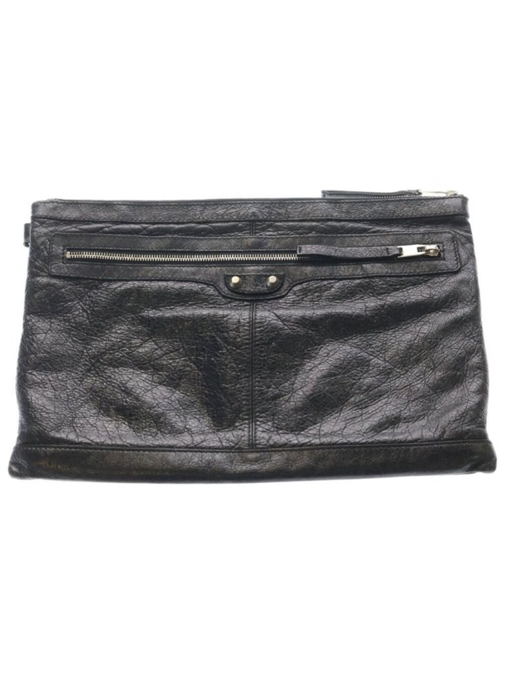 Balenciaga Zip Around Leather Clutch Black